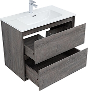 Тумба с раковиной Aquanet Милан 80 340159 подвесная цвет Дуб рошелье-2