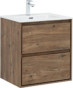 Тумба с раковиной Aquanet Милан 60 340162 подвесная цвет Дуб рустикальный