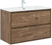 Тумба с раковиной Aquanet Милан 100 340165 подвесная цвет Дуб рустикальный
