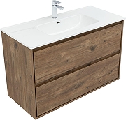 Тумба с раковиной Aquanet Милан 100 340165 подвесная цвет Дуб рустикальный-1