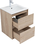 Тумба с раковиной Aquanet Милан 50 340166 подвесная цвет Дуб светлый-1