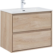 Тумба с раковиной Aquanet Милан 80 340169 подвесная цвет Дуб светлый