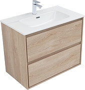 Тумба с раковиной Aquanet Милан 80 340169 подвесная цвет Дуб светлый-2