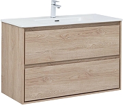Тумба с раковиной Aquanet Милан 100 340170 подвесная цвет Дуб светлый