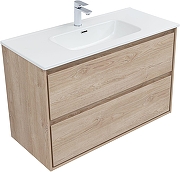 Тумба с раковиной Aquanet Милан 100 340170 подвесная цвет Дуб светлый-1