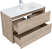 Тумба с раковиной Aquanet Милан 100 340170 подвесная цвет Дуб светлый-2