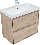 Тумба с раковиной Aquanet Милан 80 340338 подвесная цвет Дуб светлый