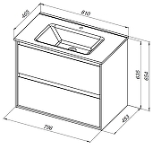 Тумба с раковиной Aquanet Милан 80 340338 подвесная цвет Дуб светлый-9