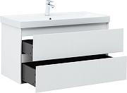 Тумба с раковиной Aquanet Альтера 100 340710 подвесная цвет Белый матовый-2