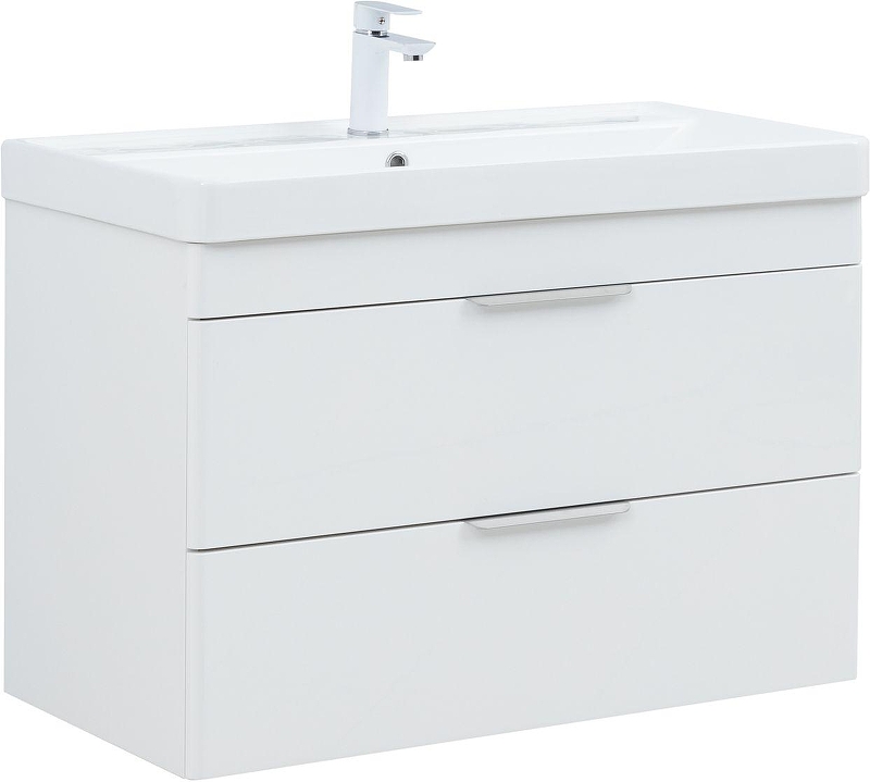 Тумба с раковиной Aquanet Ирис new 90 342092 подвесная 