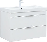 Тумба с раковиной Aquanet Ирис new 90 342092 подвесная цвет Белый глянец