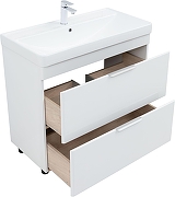 Тумба с раковиной Aquanet Ирис new 90 342094 цвет Белый глянец-4