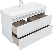 Тумба с раковиной Aquanet Ирис new 100 342095 подвесная цвет Белый глянец-5