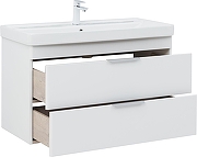 Тумба с раковиной Aquanet Ирис new 100 342095 подвесная цвет Белый глянец-6