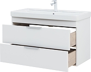 Тумба с раковиной Aquanet Ирис new 100 342095 подвесная цвет Белый глянец-7