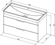 Тумба с раковиной Aquanet Ирис new 100 342095 подвесная цвет Белый глянец-12