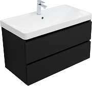Тумба с раковиной Aquanet Вега 2.0 90 344743 подвесная цвет Черный-1