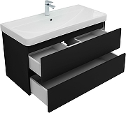 Тумба с раковиной Aquanet Вега 2.0 100 344745 подвесная цвет Черный-2