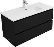 Тумба с раковиной Aquanet Вега 2.0 100 344765 подвесная цвет Черный-1