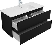 Тумба с раковиной Aquanet Вега 2.0 100 344765 подвесная цвет Черный-2