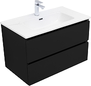 Тумба с раковиной Aquanet Вега 2.0 80 344767 подвесная цвет Черный-1