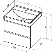Тумба с раковиной Aquanet Вега 2.0 60 344777 подвесная цвет Бежевый-9