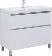 Тумба с раковиной Aquanet Вега 100 345373 цвет Белый глянец