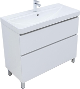 Тумба с раковиной Aquanet Вега 100 345373 цвет Белый глянец-1