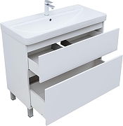 Тумба с раковиной Aquanet Вега 100 345373 цвет Белый глянец-2