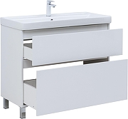 Тумба с раковиной Aquanet Вега 100 345373 цвет Белый глянец-3