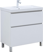 Тумба с раковиной Aquanet Вега 80 345377 цвет Белый глянец