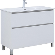 Тумба с раковиной Aquanet Вега 100 345379 цвет Белый глянец