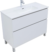 Тумба с раковиной Aquanet Вега 100 345379 цвет Белый глянец-2