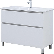Тумба с раковиной Aquanet Вега 100 345379 цвет Белый глянец-3