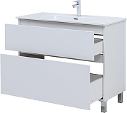 Тумба с раковиной Aquanet Вега 100 345379 цвет Белый глянец-4