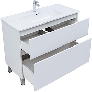 Тумба с раковиной Aquanet Вега 100 345379 цвет Белый глянец-7