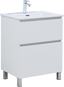 Тумба с раковиной Aquanet Вега 60 345380 цвет Белый глянец