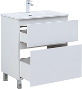 Тумба с раковиной Aquanet Вега 70 345381 цвет Белый глянец-6