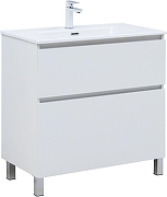 Тумба с раковиной Aquanet Вега 80 345382 цвет Белый глянец