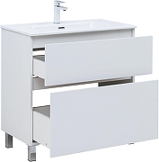 Тумба с раковиной Aquanet Вега 80 345382 цвет Белый глянец-6