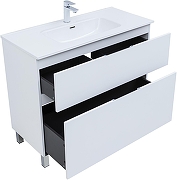 Тумба с раковиной Aquanet Алвита New 100 345671 цвет Белый матовый-2