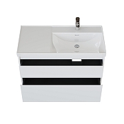 Тумба под раковину Aquanet Nova Lite 2.0 100 R 346312 подвесная цвет Белый глянец-1