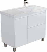 Тумба под раковину Aquanet Nova Lite 2.0 90 R 346338 цвет Белый глянец