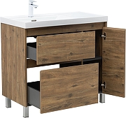 Тумба под раковину Aquanet Nova Lite 2.0 90 L 346346 цвет Дуб рустикальный-5