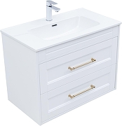 Тумба под раковину Aquanet Бостон New 80 347182 подвесная цвет Белый сатин