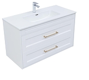 Тумба с раковиной Aquanet Бостон New 100 347849 подвесная цвет Белый сатин-1