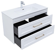 Тумба с раковиной Aquanet Бостон New 100 347849 подвесная цвет Белый сатин-2