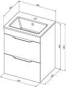 Тумба под раковину Aquanet Практика 50 347914 подвесная цвет Белый глянец-11