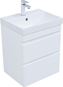Тумба с раковиной Aquanet Слим 50 348175 подвесная цвет Белый сатин