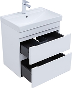 Тумба с раковиной Aquanet Слим 60 348177 подвесная цвет Белый сатин-1